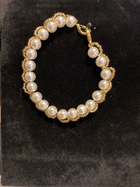 Gold-Tone Pearl Bead Bracelet - Ivory Pearls
